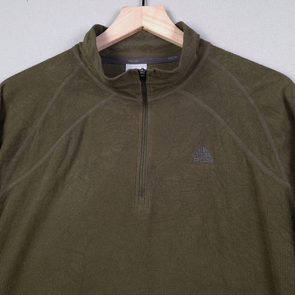 Nike ACG Quarter Zip Fleece Pullover Mens Lrg Olive Green Vintage Outdoor Jacket